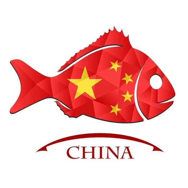 由中国国旗的鱼徽标 — 图库矢量图片