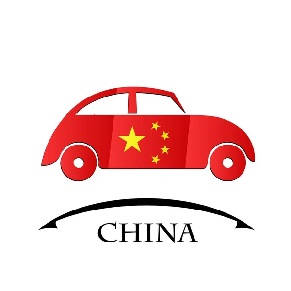 Иконка автомобиля из флага Китая — стоковый вектор