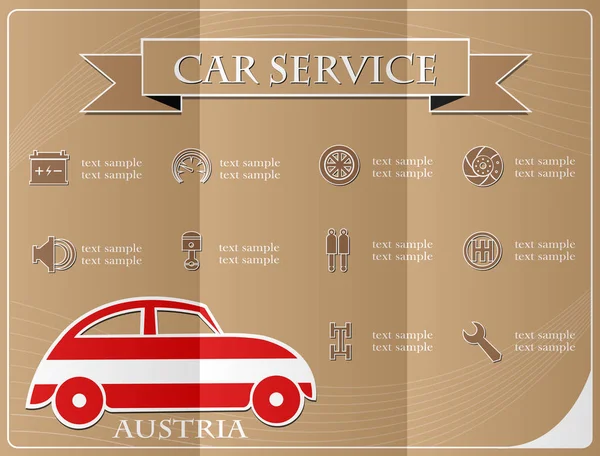 Autoservice, gemaakt van de vlag van Oostenrijk, vectorillustratie — Stockvector