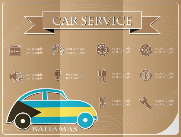 Autoservice, gemaakt van de vlag van Bahama's, vectorillustratie — Stockvector