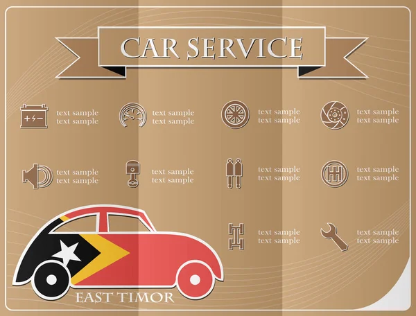 Servizio auto, realizzato con la bandiera di Timor Est, vector illustratio — Vettoriale Stock