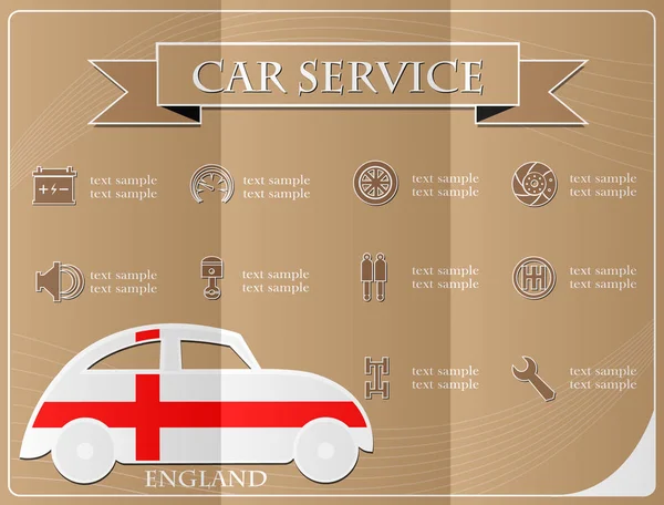 Servizio auto, realizzato con la bandiera inglese, illustrazione vettoriale — Vettoriale Stock