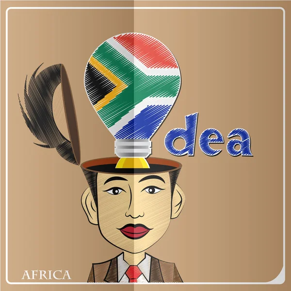 Idea bulb,made from the flag of Africa in  human head ,vector il — Stock Vector