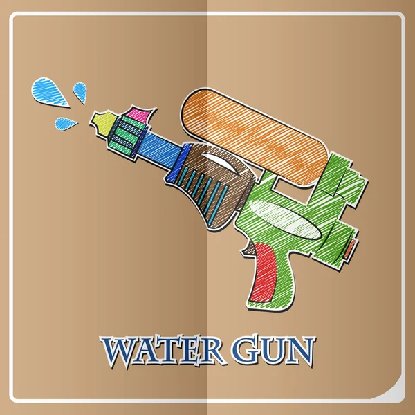 Stylish pictogram in papieren sticker stijl waterpistool — Stockvector