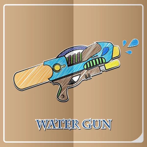 Stylish pictogram in papieren sticker stijl waterpistool — Stockvector