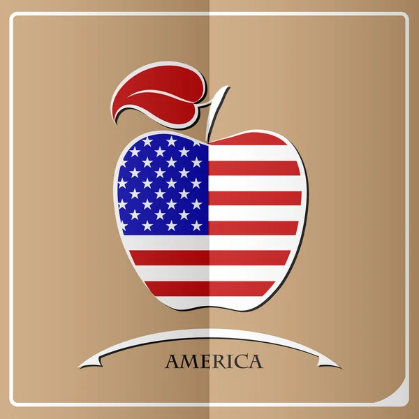 Logotipo da maçã feita a partir da bandeira da América — Vetor de Stock