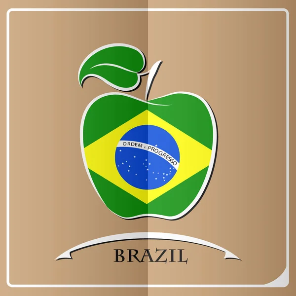 Logotipo da maçã feita a partir da bandeira do brasil — Vetor de Stock