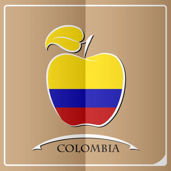 Logotipo da maçã feita a partir da bandeira da colômbia — Vetor de Stock