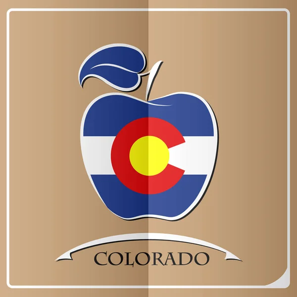 Logotipo da maçã feita a partir da bandeira do Colorado — Vetor de Stock