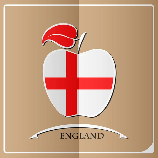 Logo Apple realizzato con la bandiera di England — Vettoriale Stock