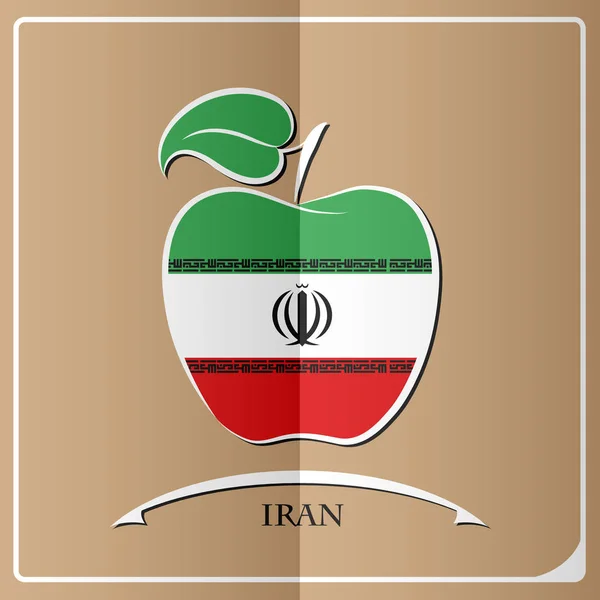 Logo Apple realizzato con la bandiera di Iran — Vettoriale Stock