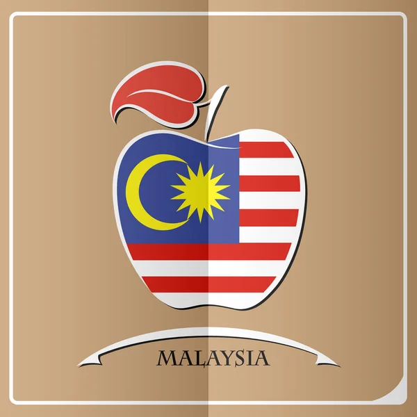 Logotipo de manzana de la bandera de Malasia — Archivo Imágenes Vectoriales