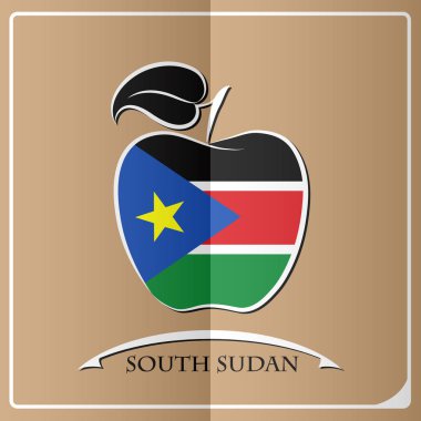 Güney Sudan bayrağı yapılan elma logosu