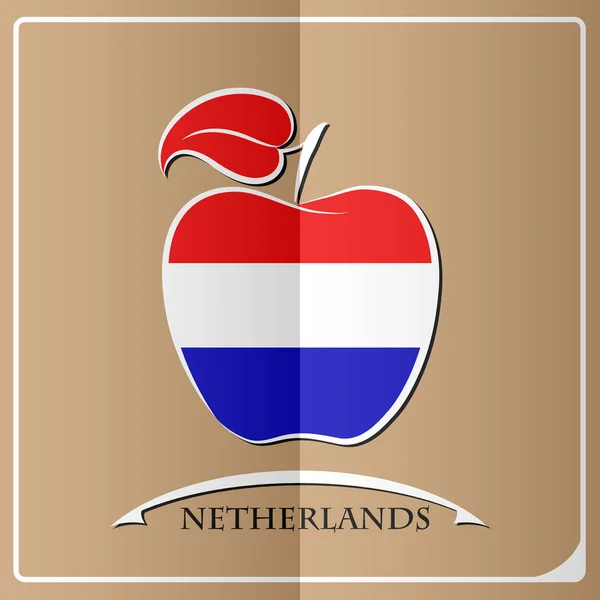 Logotipo da maçã feita a partir da bandeira da Holanda — Vetor de Stock