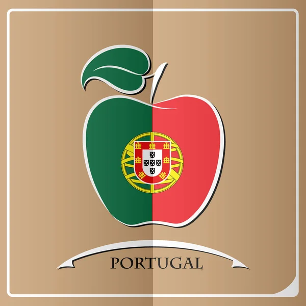 Portekiz bayrağı yapılan elma logosu — Stok Vektör
