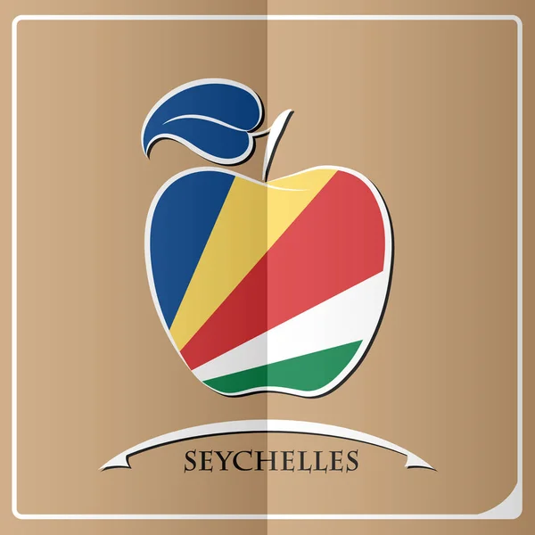 Apple logo made from the flag of Seychelles — Stock Vector