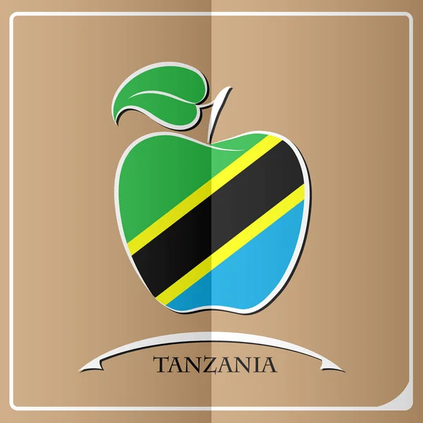Apple logó készült Tanzánia zászlaja — Stock Vector