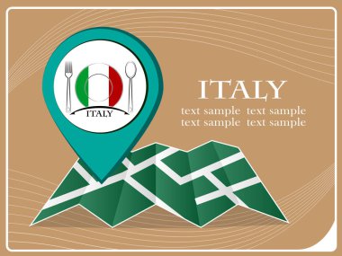 İşaretçi yiyecek İtalya, vektör çizim ile göster.