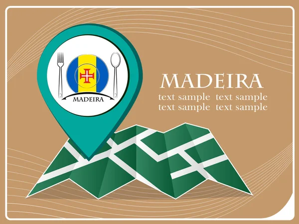 Mapa s ukazatel jídlo Madeiry, vektorové ilustrace. — Stockový vektor
