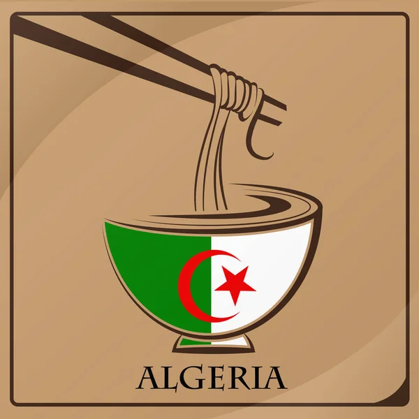 Cezayir bayrağı yapılan şehriye logosu — Stok Vektör