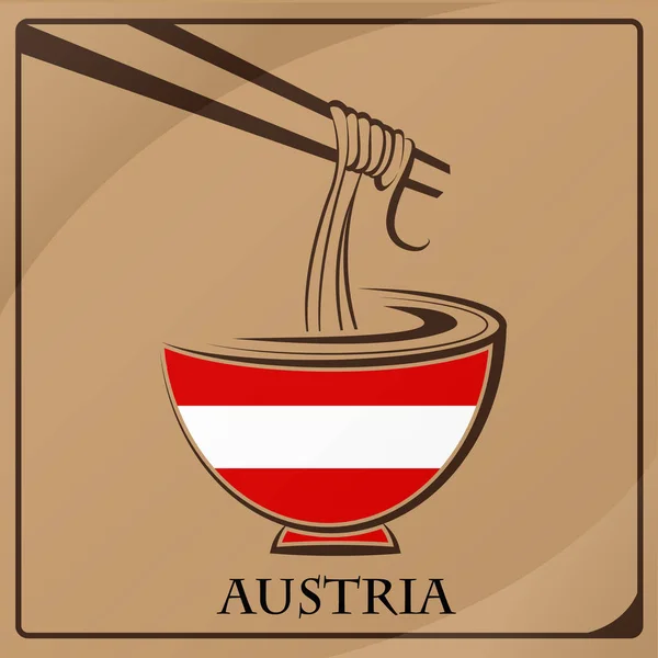 Noodle logo made from the flag of Austria — Stock Vector