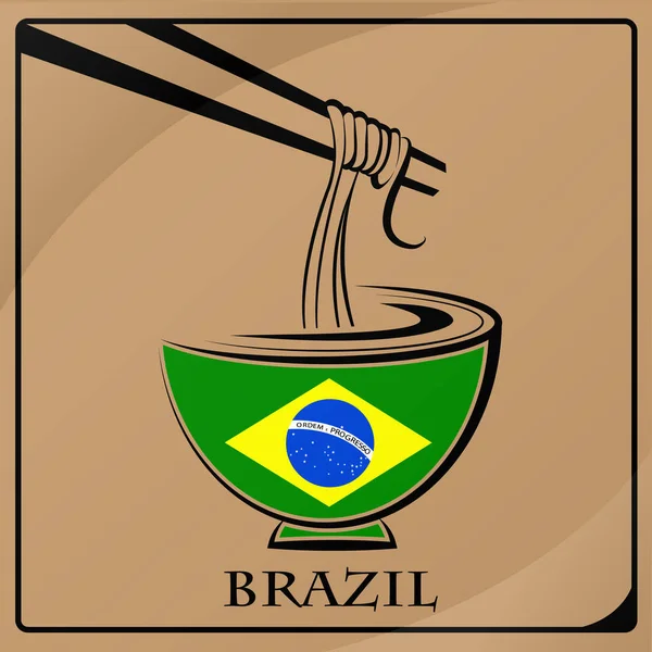 Logo nudle z brazilská vlajka — Stockový vektor