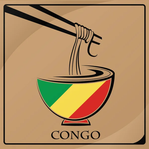 Logotipo de fideos hecho con la bandera del Congo — Vector de stock