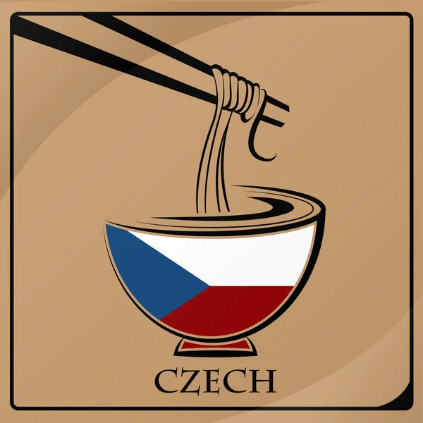 Noodle logo made from the flag of Czech — Stock Vector