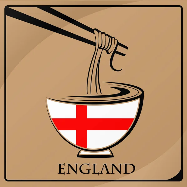 Logotipo macarrão feito a partir da bandeira da Inglaterra — Vetor de Stock