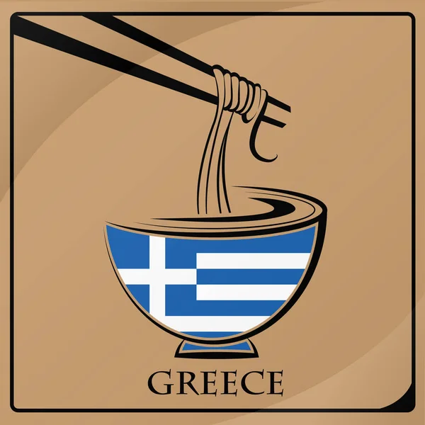 Nudellogo aus der griechischen Flagge — Stockvektor