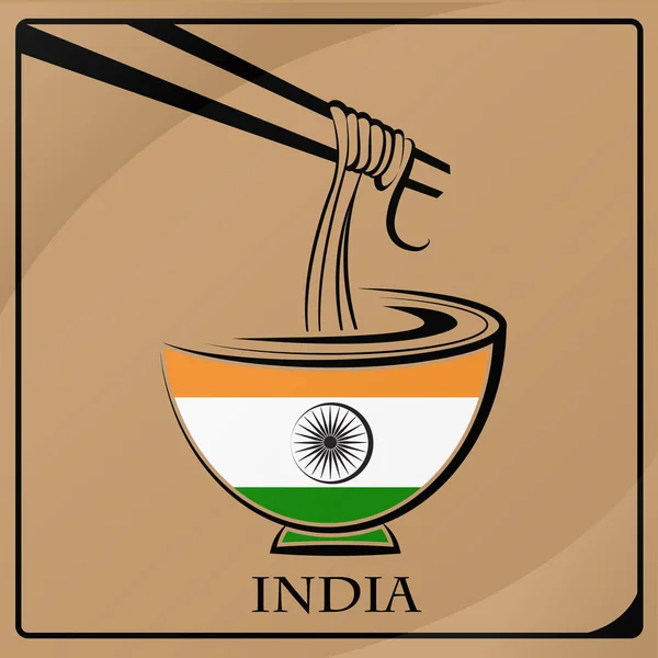 Logo de nouilles fabriqué à partir du drapeau de l'Inde — Image vectorielle