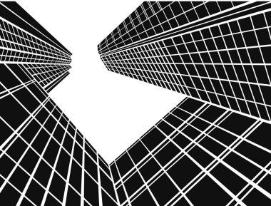 Perspektif binanın 3d tel kafes