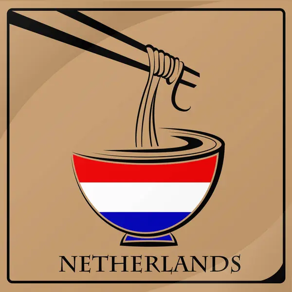 Logotipo do macarrão feito a partir da bandeira dos Países Baixos — Vetor de Stock