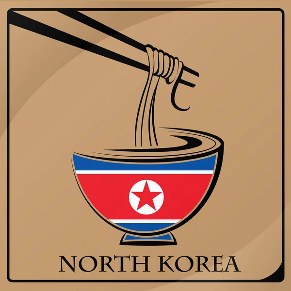 Logotipo do macarrão feito a partir da bandeira da Coreia do Norte —  Vetores de Stock