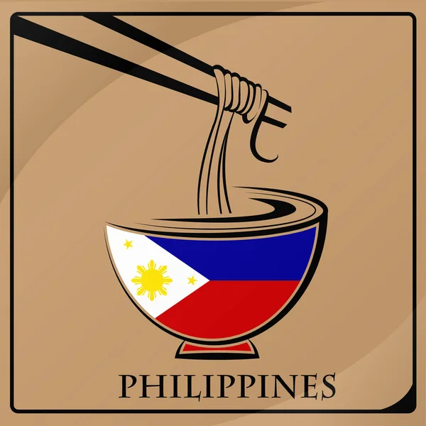 Logotipo de fideos hecho con la bandera de Filipinas — Archivo Imágenes Vectoriales