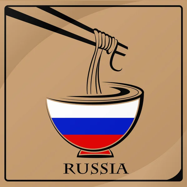 Logo de nouilles fabriqué à partir du drapeau de la Russie — Image vectorielle