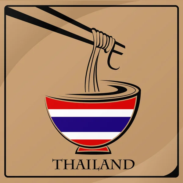 Noodle logotyp gjorde från flagg i Thailand — Stock vektor