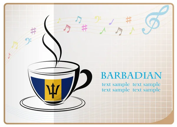 Coffee logo made from the flag of Barbadian — Stock Vector