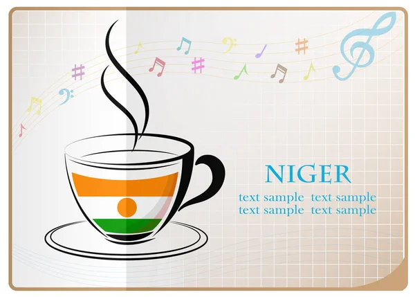 Coffee logo made from the flag of Niger — Stock Vector