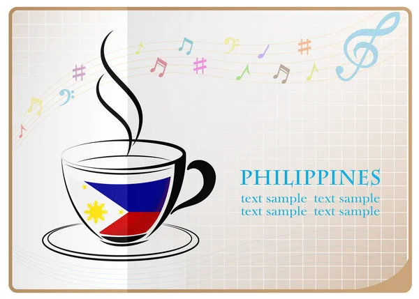 Logotipo de café hecho con la bandera de Filipinas — Vector de stock