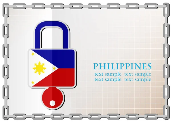 Logo de serrure fabriqué à partir du drapeau des Philippines — Image vectorielle