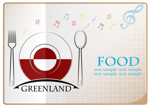 Grönland bayrak yapılan gıda logosu — Stok Vektör