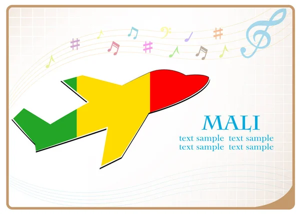 Plane icon made from the flag of Mali — Stock Vector