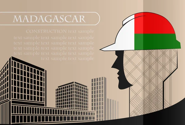 Madagaskar bayrağı yapılan bina logosu — Stok Vektör