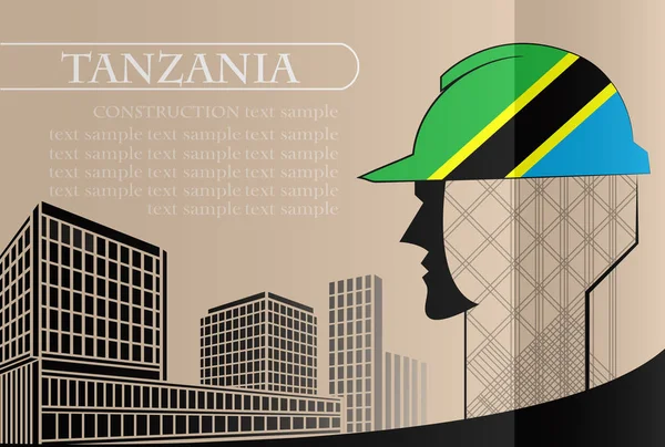 Logotipo del edificio hecho con la bandera de Tanzania — Archivo Imágenes Vectoriales