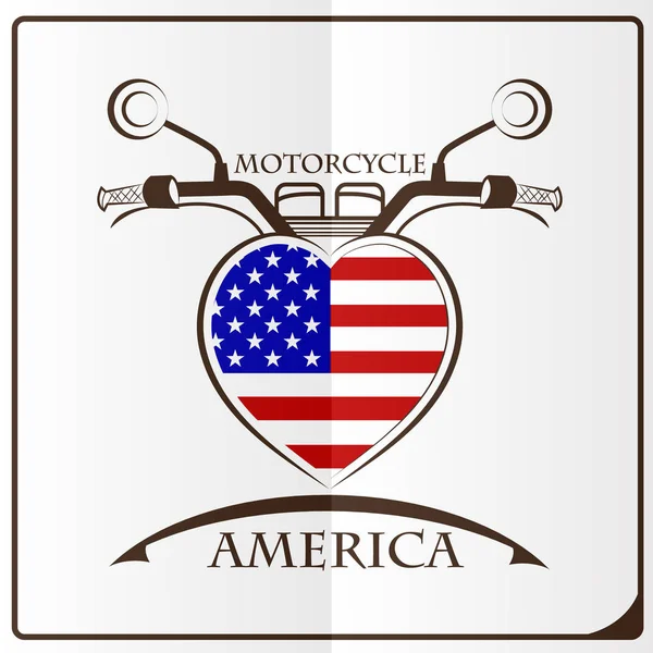 Logotipo de la motocicleta hecha de la bandera de América — Archivo Imágenes Vectoriales