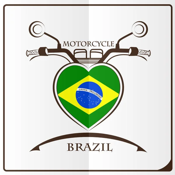 Logotipo da motocicleta feita a partir da bandeira do brasil — Vetor de Stock