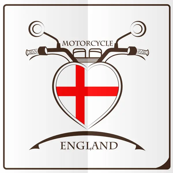 Logotipo da motocicleta feita a partir da bandeira da Inglaterra — Vetor de Stock