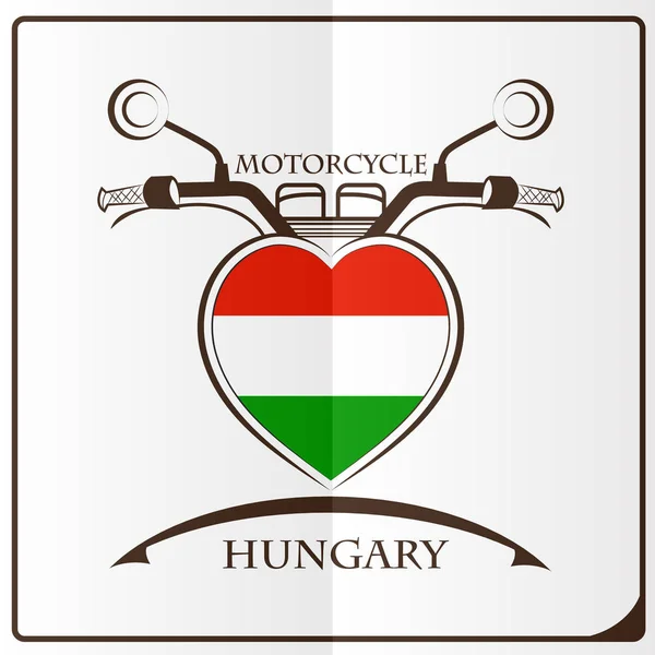Motorcycle logo made from the flag of Hungary — Stock Vector