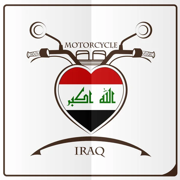 Motorcycle logo made from the flag of Iraq — Stock Vector